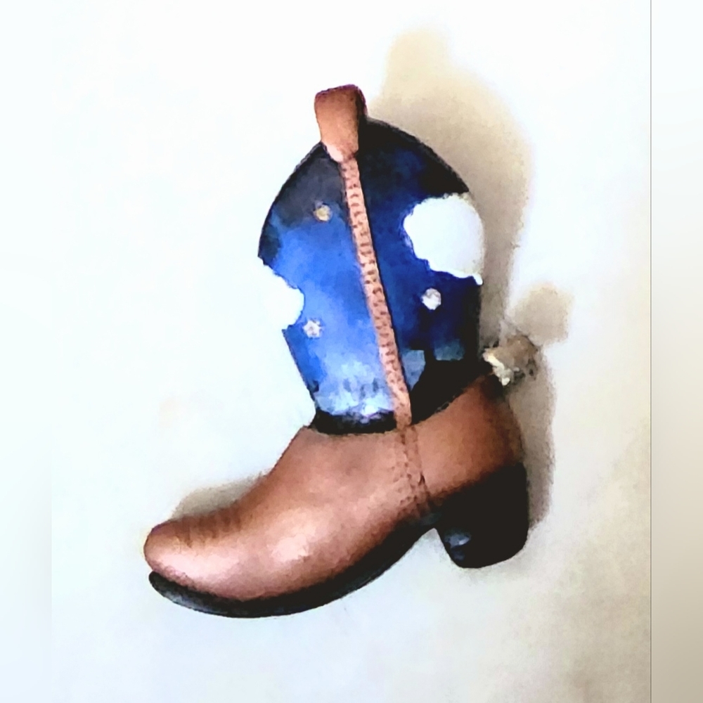Handpainted artisan night sky cowboy boot brooch absolutely beautiful